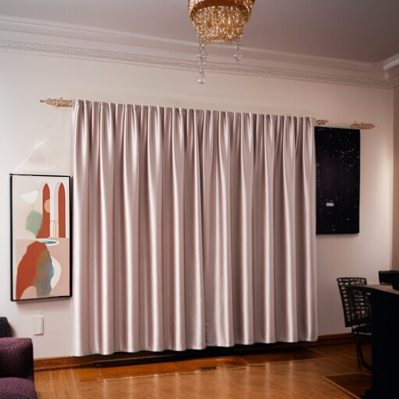 寝室の完全な遮光カーテン自己接着日除けの生地はパンチ穴の取付けの日焼け止めの熱絶縁材のカーテンを放します