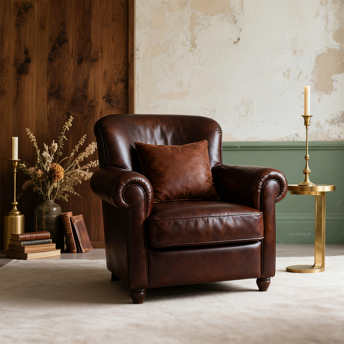 클래식 레더 1인용 소파