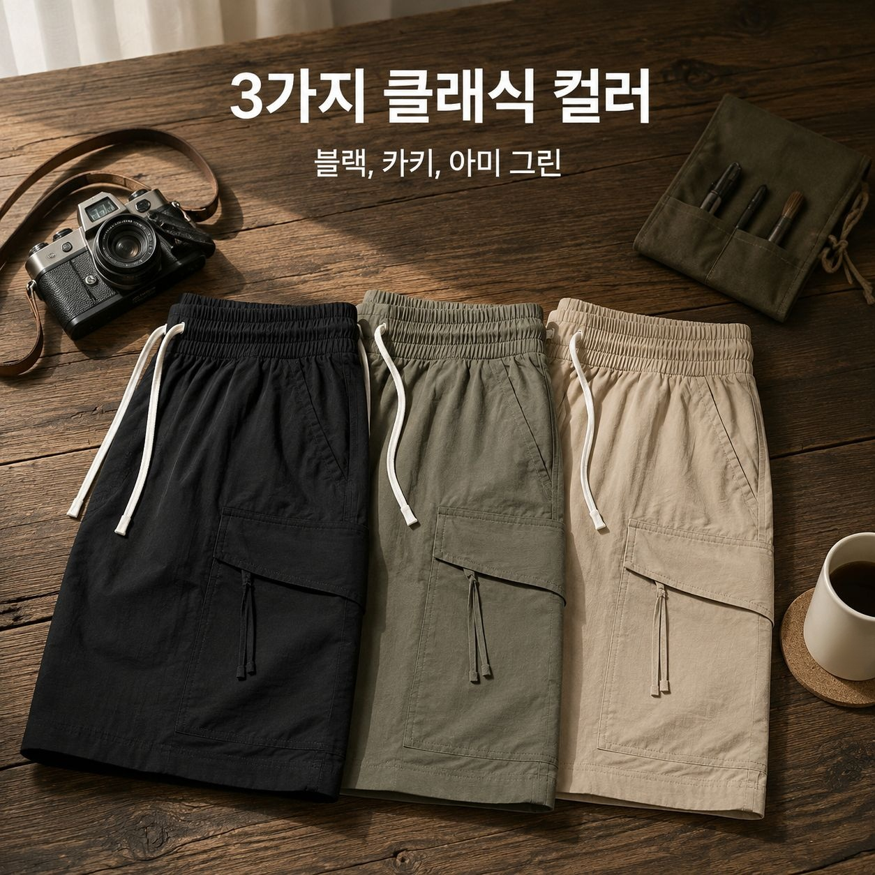 남성용 여름용 루즈핏 카고 반바지