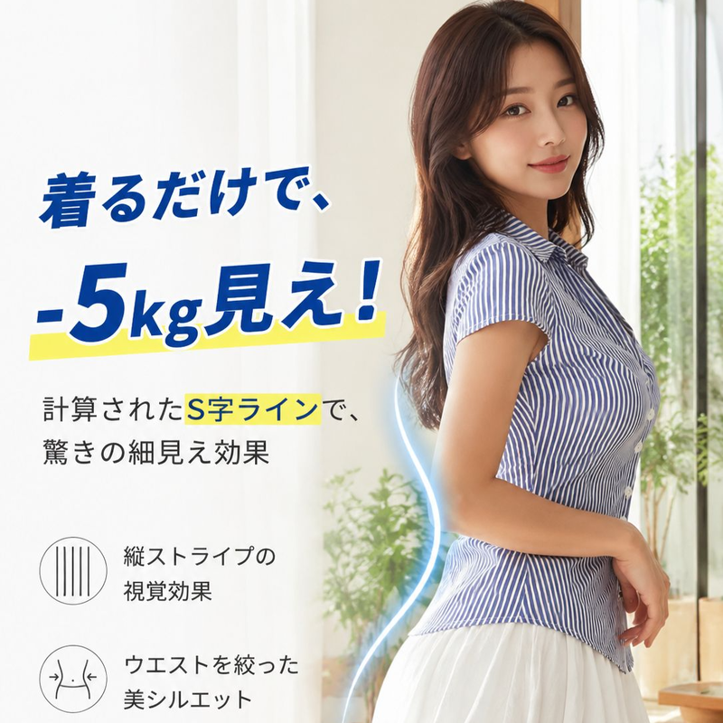 デイリーシンプルストライプシャツレディース