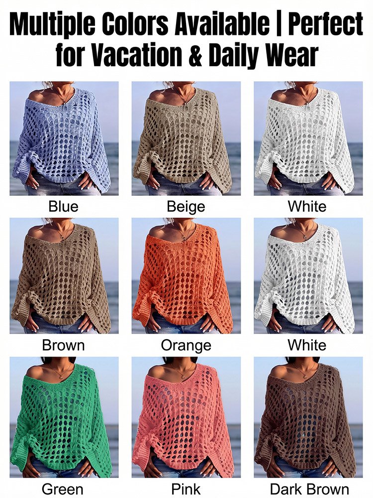 Resort-style openwork knit cover-up