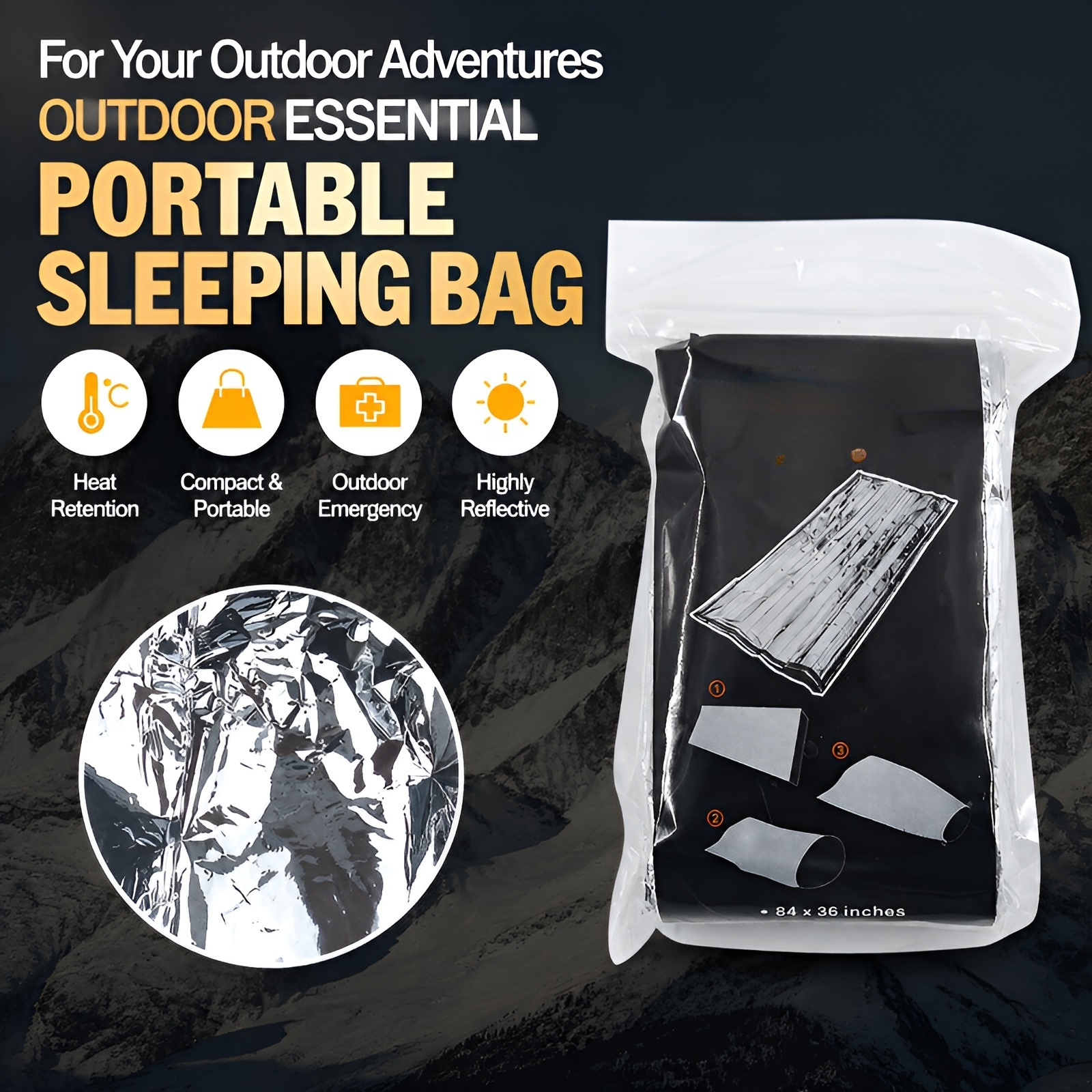 JMY - Outdoor Emergency Disaster Prevention and Survival Sleeping Bag, Portable, Thermal Insulation,