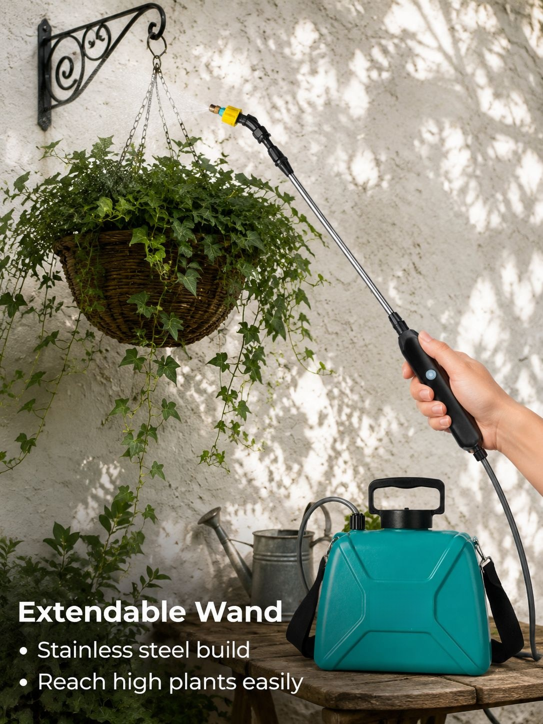 Portable electric sprayer for garden care