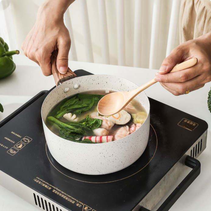 Durable nonstick pan with wheat stone coating