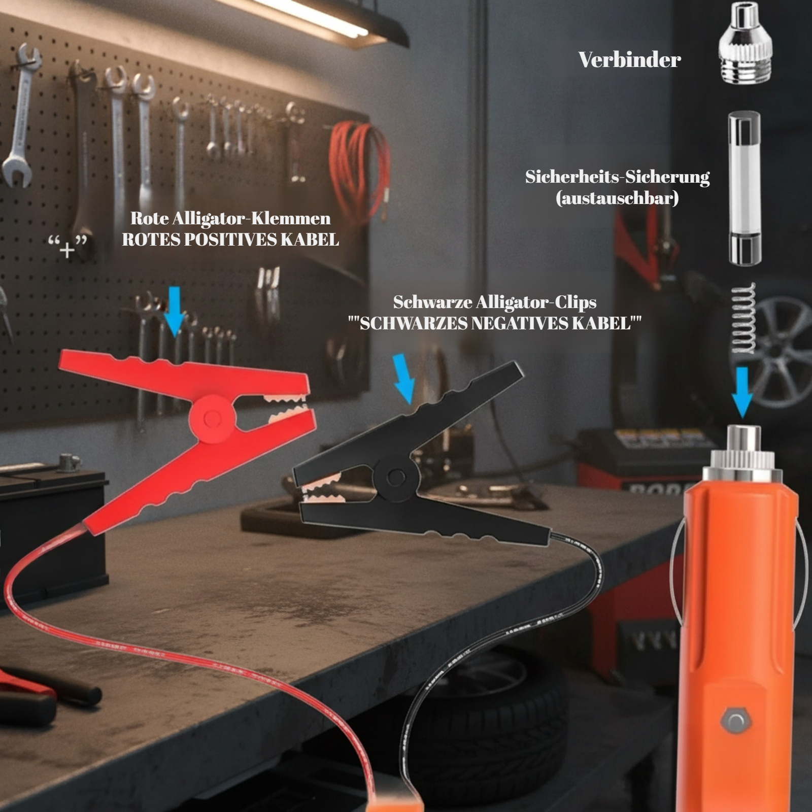 Auto 12V Zigarettenanzünder auf Krokodilklemme Batterieladekabel, 14AWG 2m