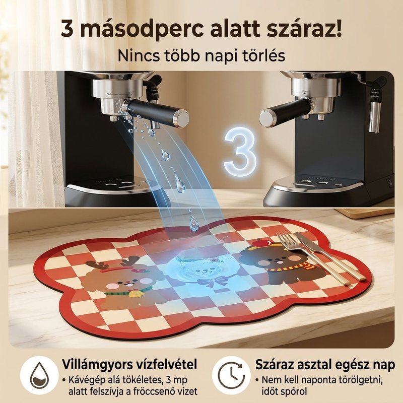 Vízszívó alátét kávéfőzőhöz, vízálló és csúszásgátló