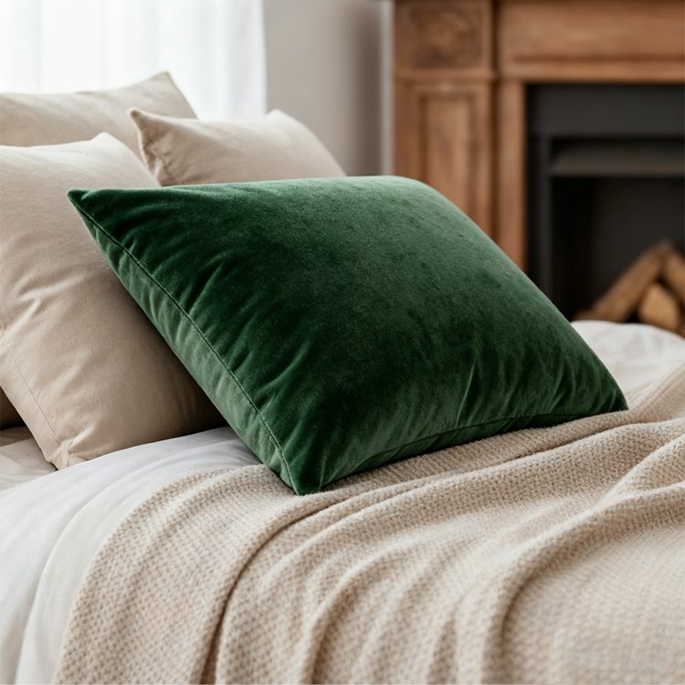 Zelený sametový polštář