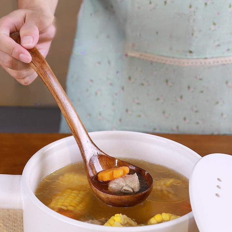 ไม้พายสำหรับกระทะไม่ติด ช้อนตักอาหารไม้ทนความร้อนเหมาะสำหรับผัดและตักข้าว