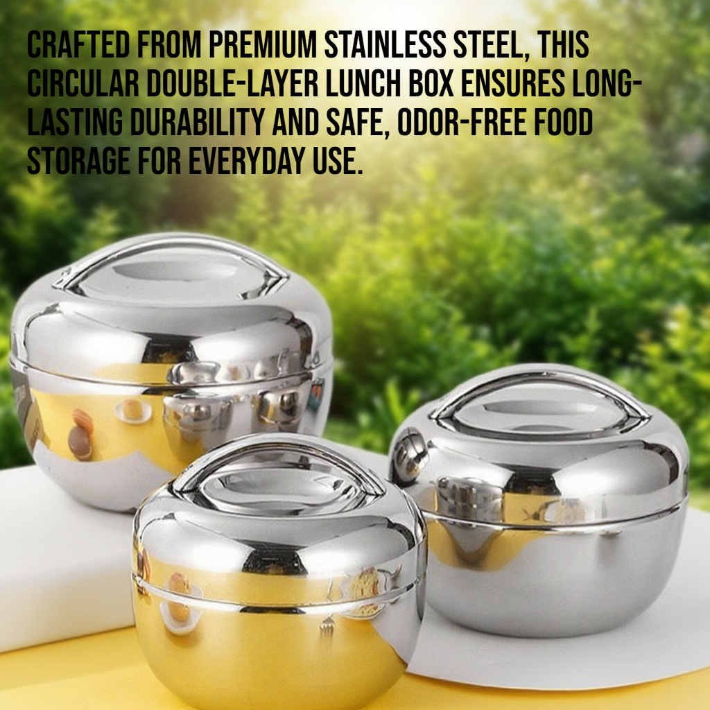 Stainless steel circular double-layer insulated lunch box