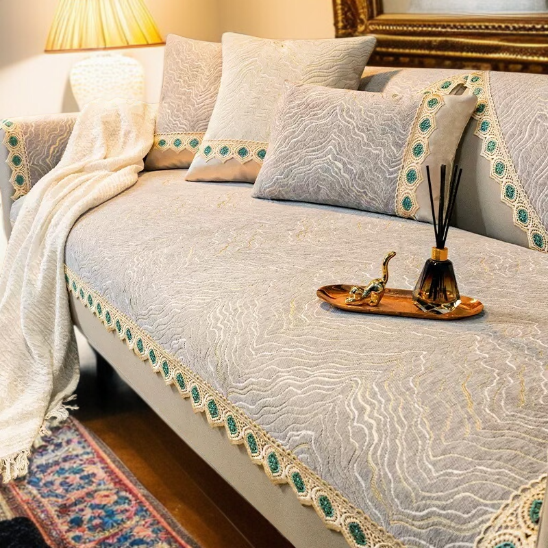 四季ユニバーサルソファカバーコンプリートセット滑り止めクッションカバー布枕バック