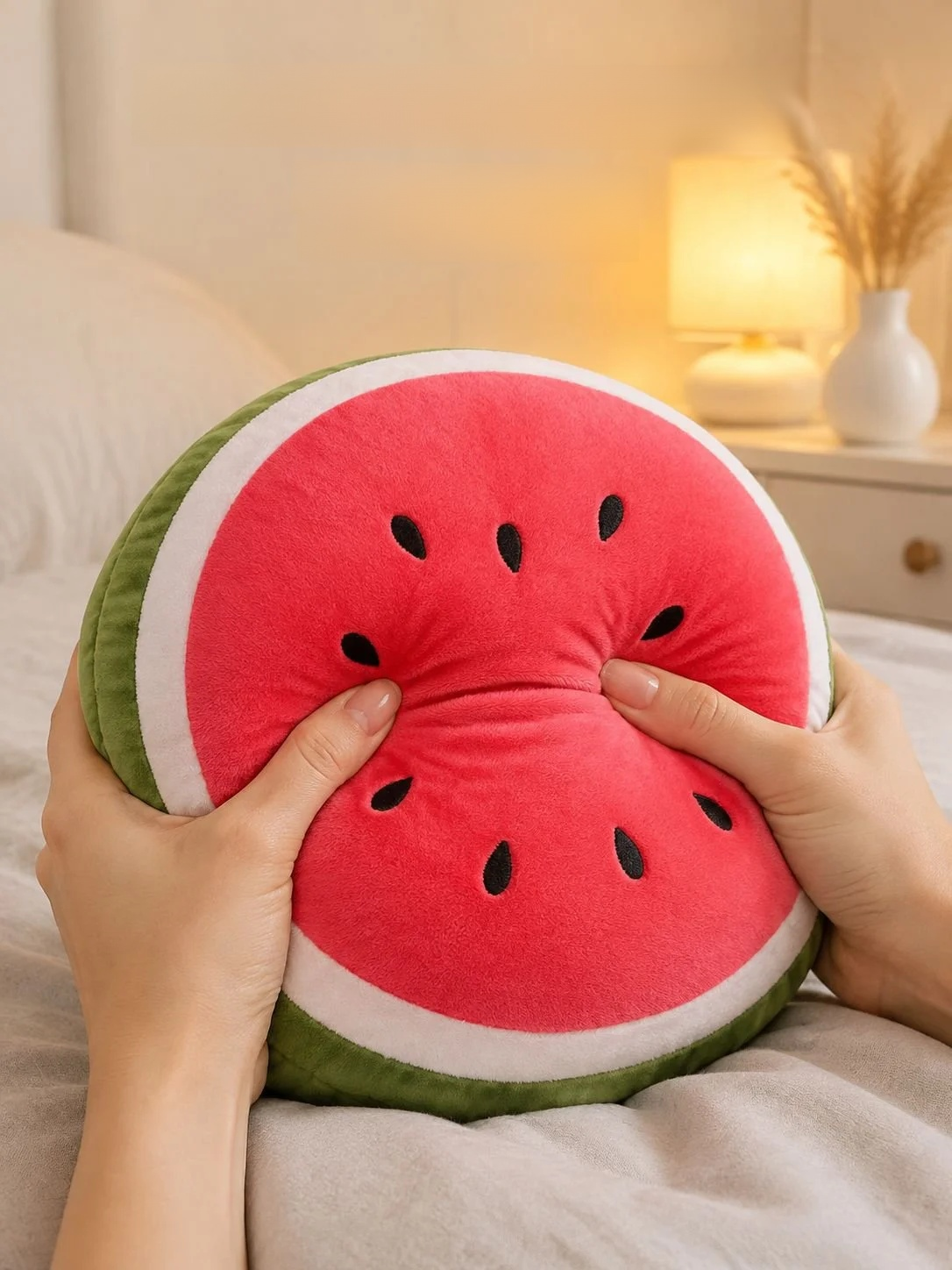 Watermelon plush toy pillow with a bright fruit-inspired design