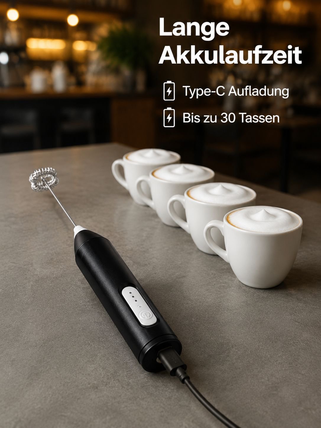 Kabelloser elektrischer Hand-Milchaufschäumer