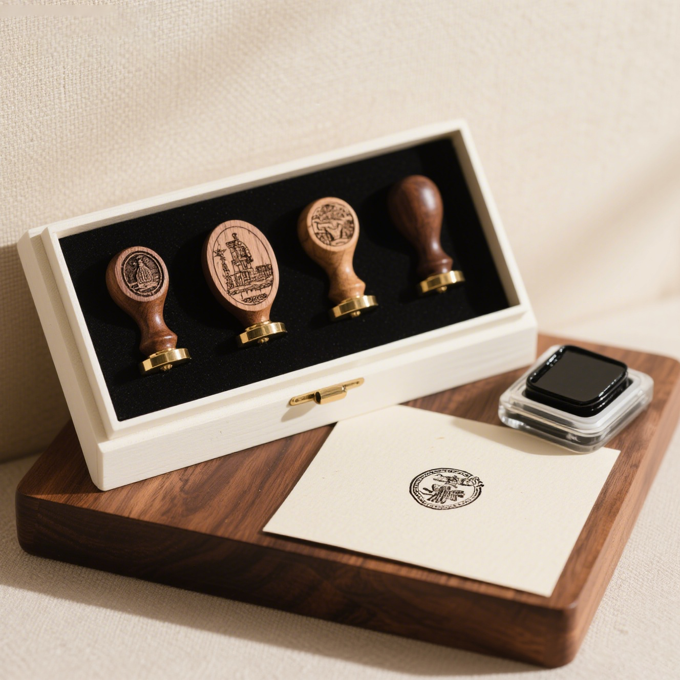 빈티지 목각 인감 도장 세트