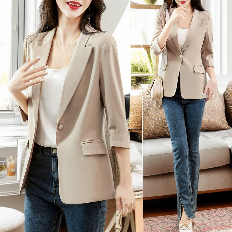 レディースカジュアル三分袖ショートジャケット