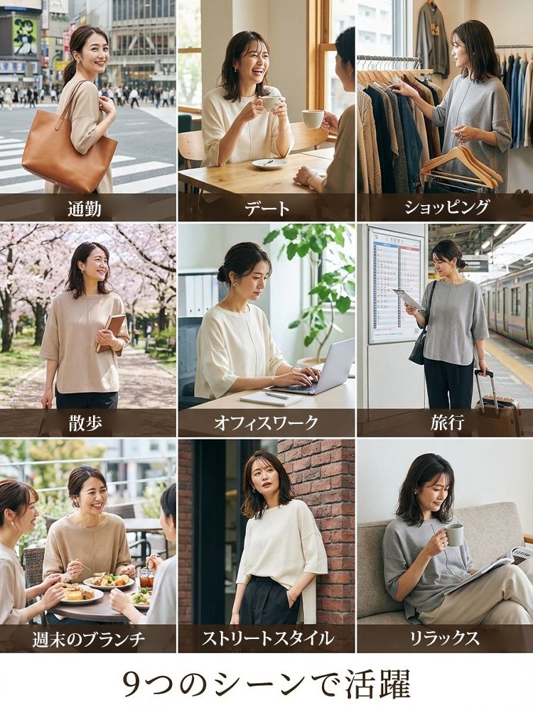 五分袖ゆったりサイドスリットトップス