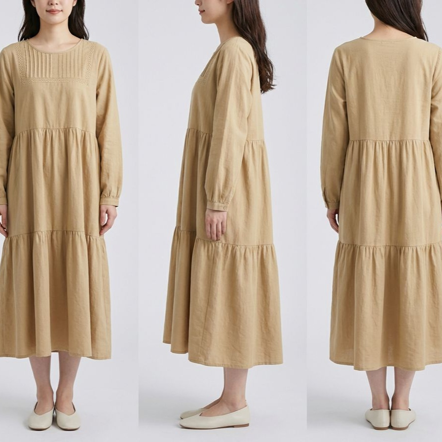 ルーズタイプ綿麻ワンピース＆ショールセット