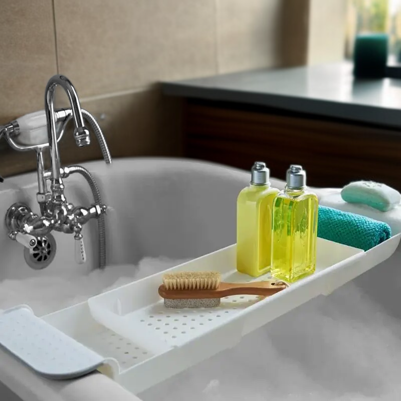 욕조 미끄럼방지 트레이 다기능 목욕 선반 화이트