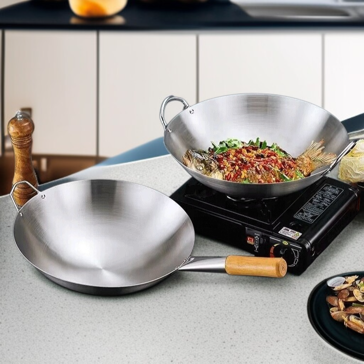 Thickened Stainless Steel Frying Pan for Hotel Kitchen Use