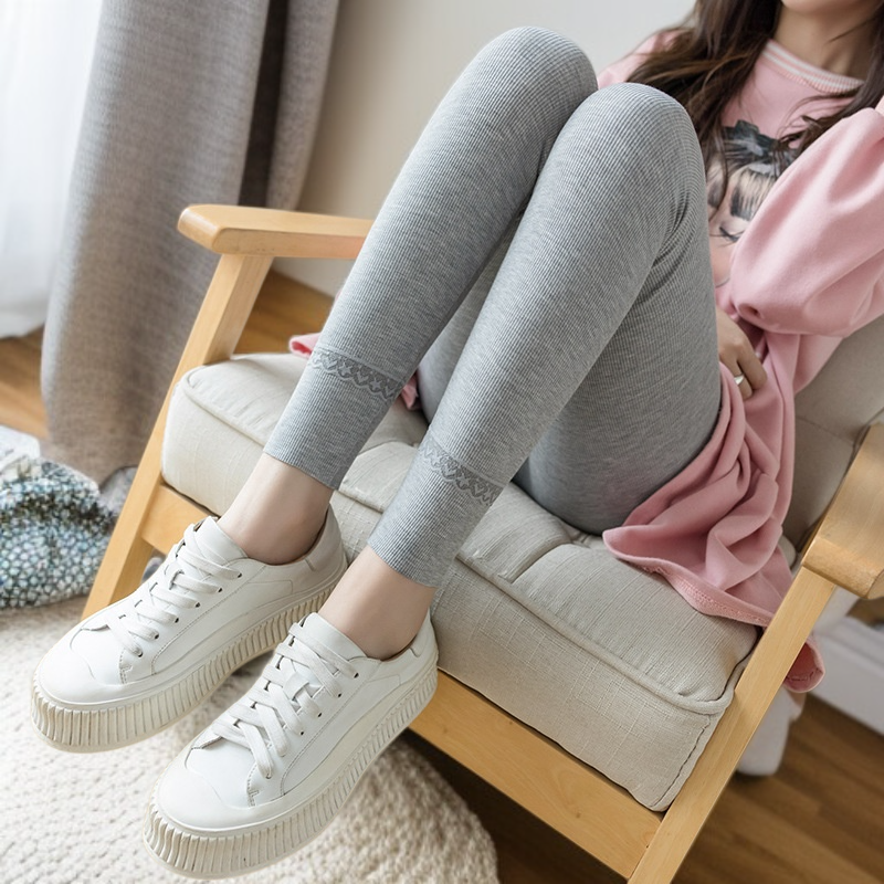 여성 봄가을 하이웨스트 레이스 레깅스 9부 팬츠