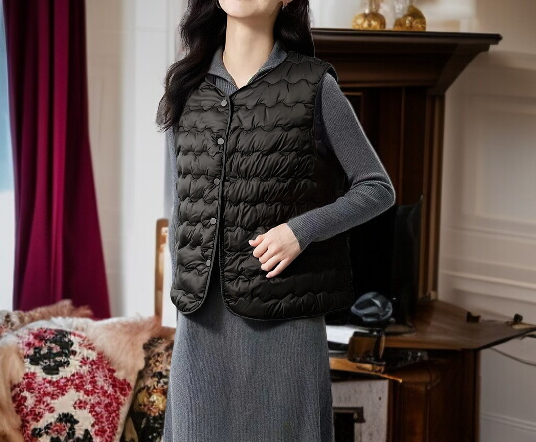 Back view of short sleeveless cotton vest