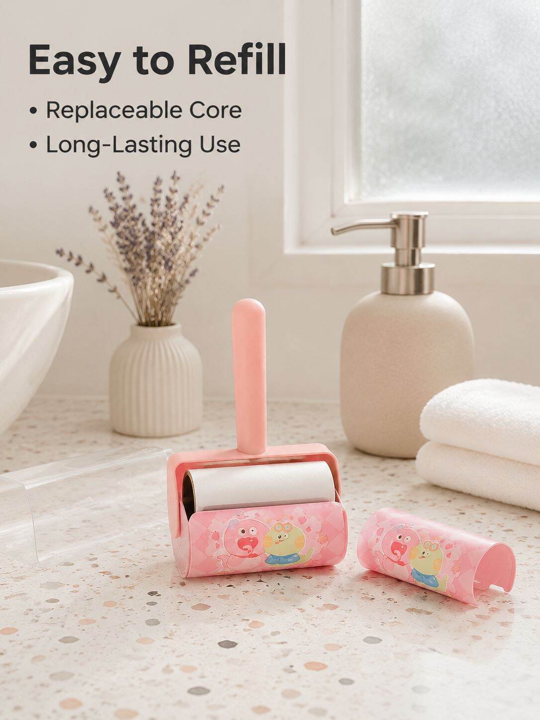 Pet Hair Removal Cartoon Sticky Roller for Home Cleaning