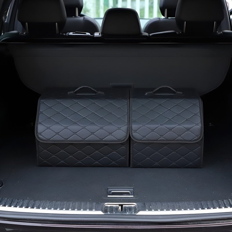 Caja organizadora plegable de cuero con oso para interior de coche