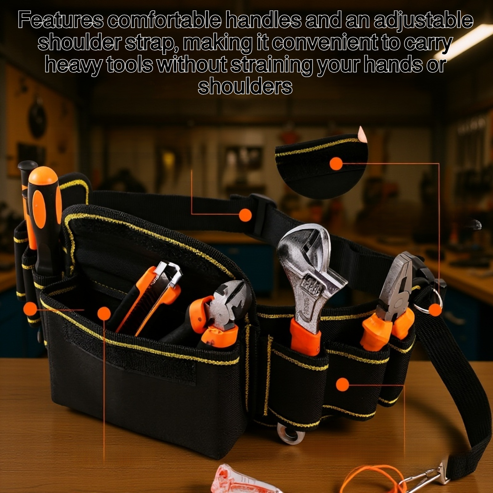 Spacious tool bag with multiple compartments for organization