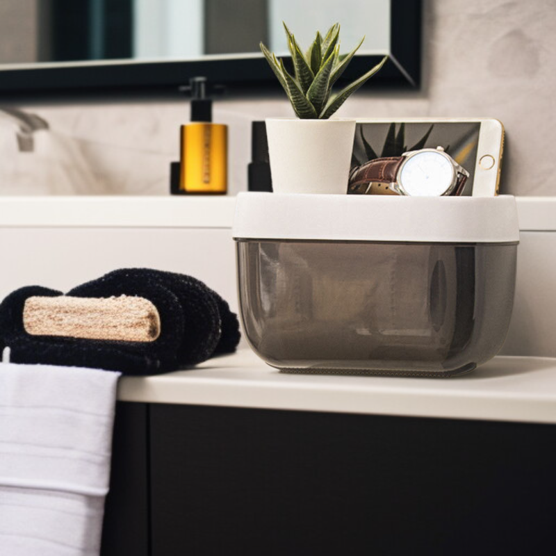 Punch-Free Wall-Mounted Toilet Paper Dispenser – Waterproof Organizer