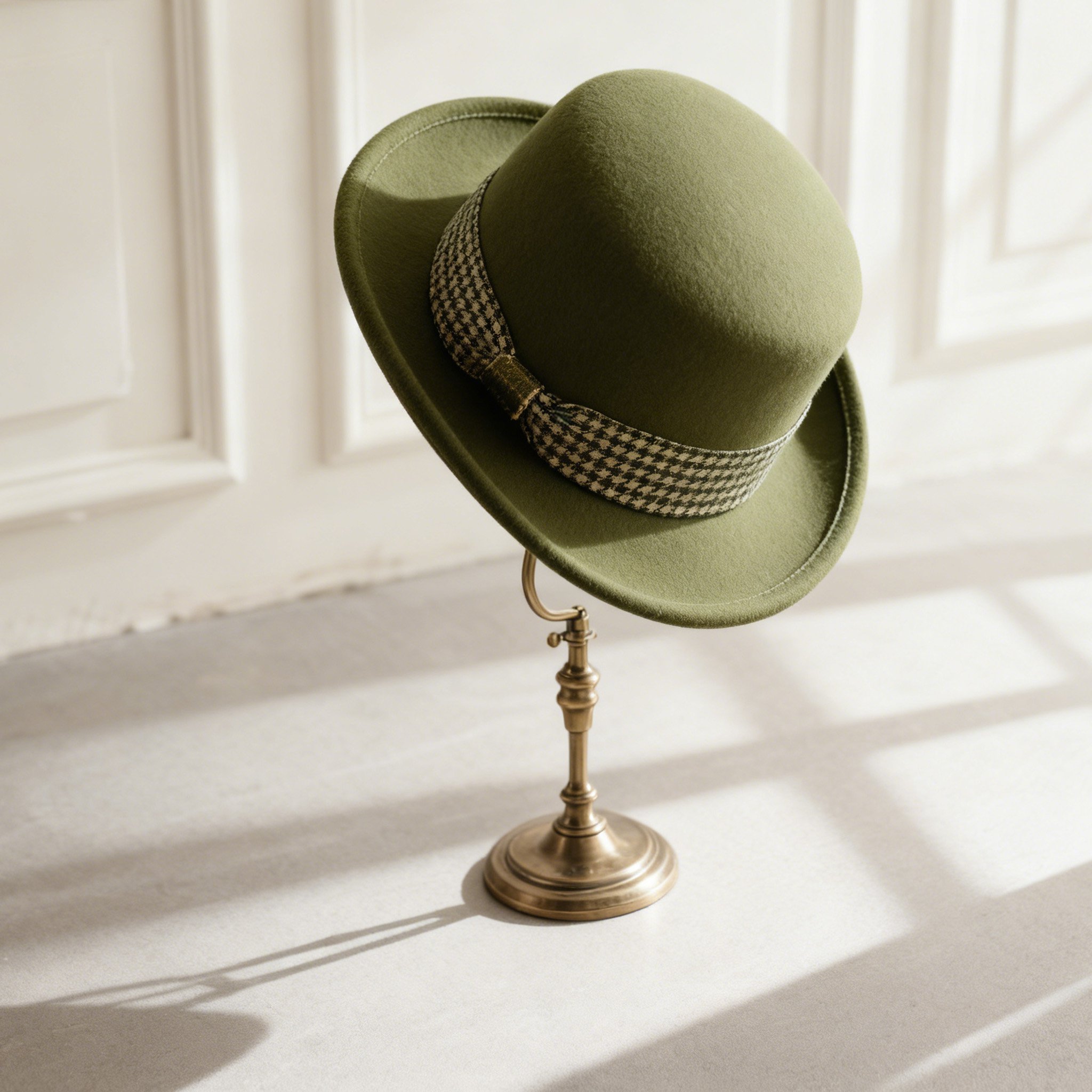 여성용 클래식 울 레트로 모자 정면 이미지