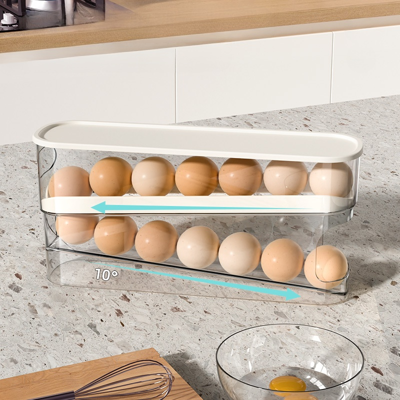 雞蛋收納盒自動翻轉側門保鮮盒子雞蛋架冰箱收納架蛋托