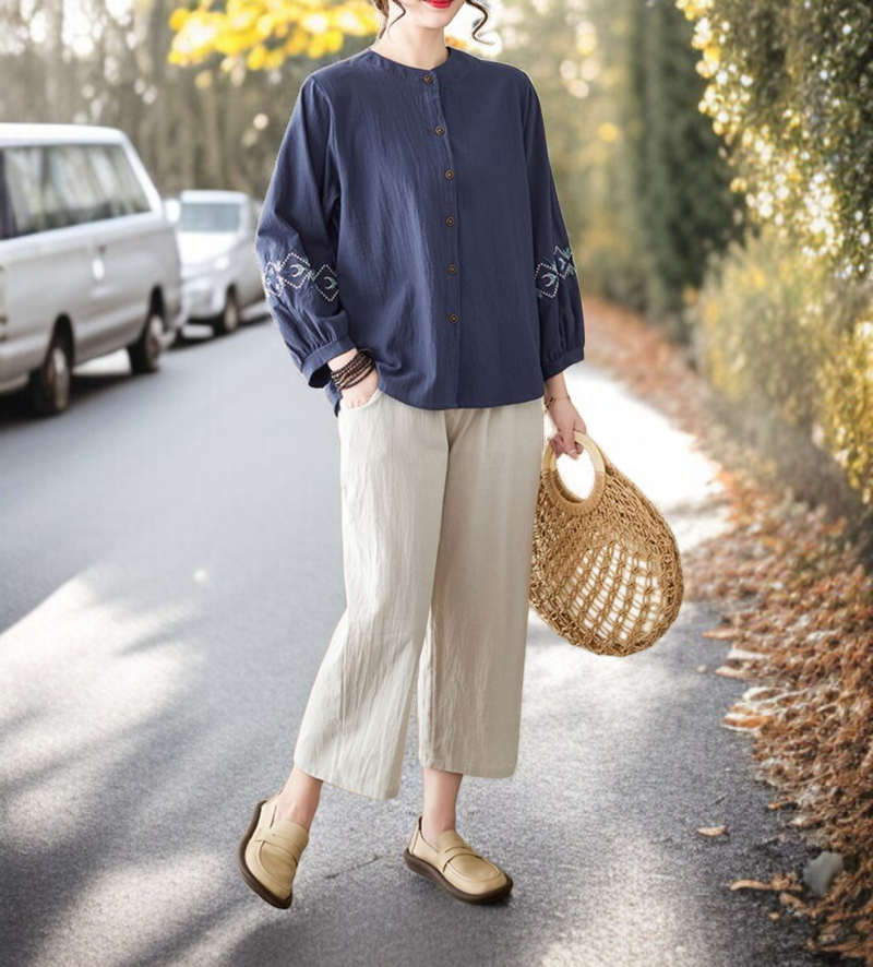 여성 빅사이즈 긴팔 셔츠 전면 사진