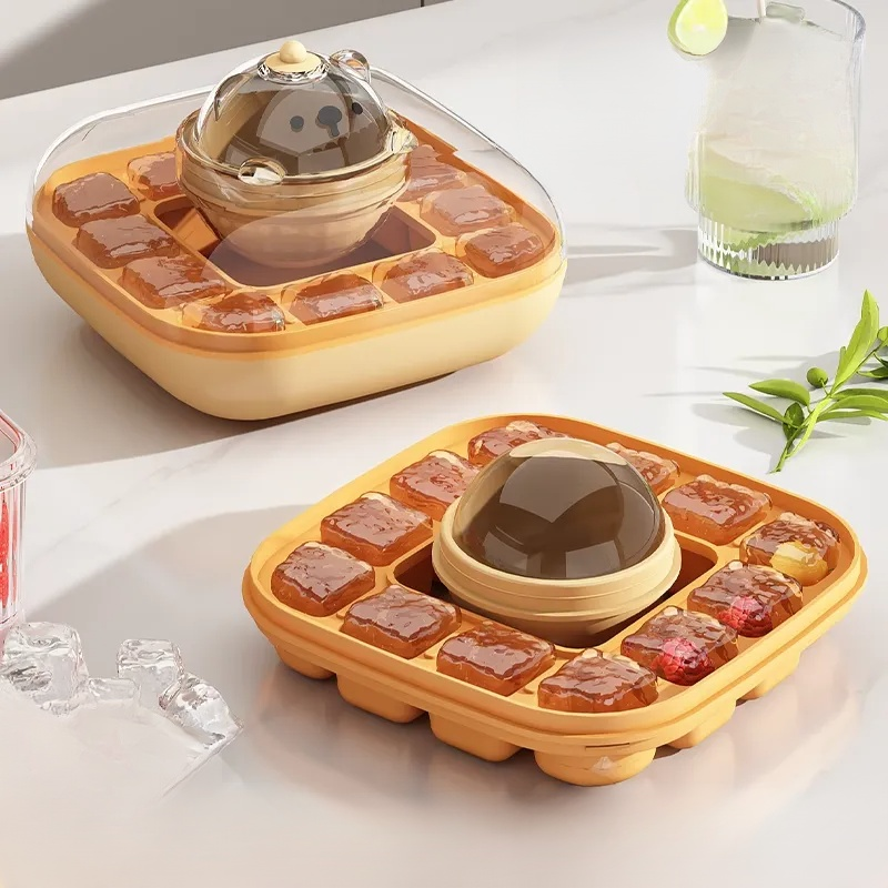 귀여운 곰돌이 아이스 몰드 소프트 바닥 2 in 1 주방 도구