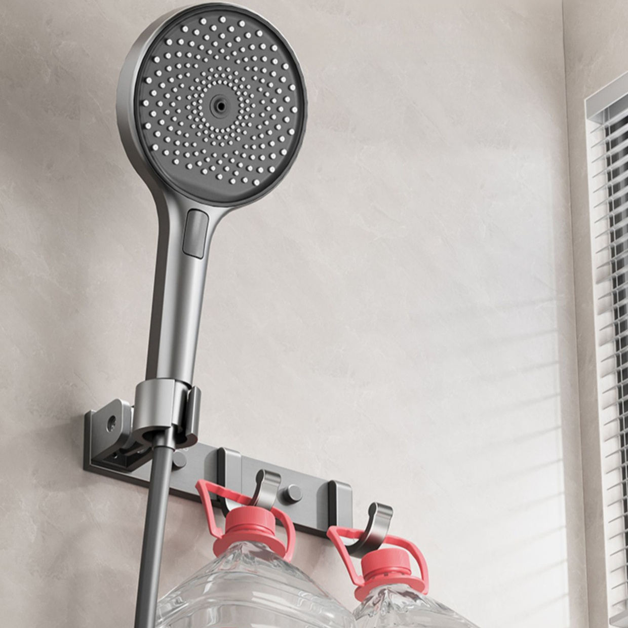 Soporte de ducha para inodoro, base fija sin taladro, soporte para pistola de ducha