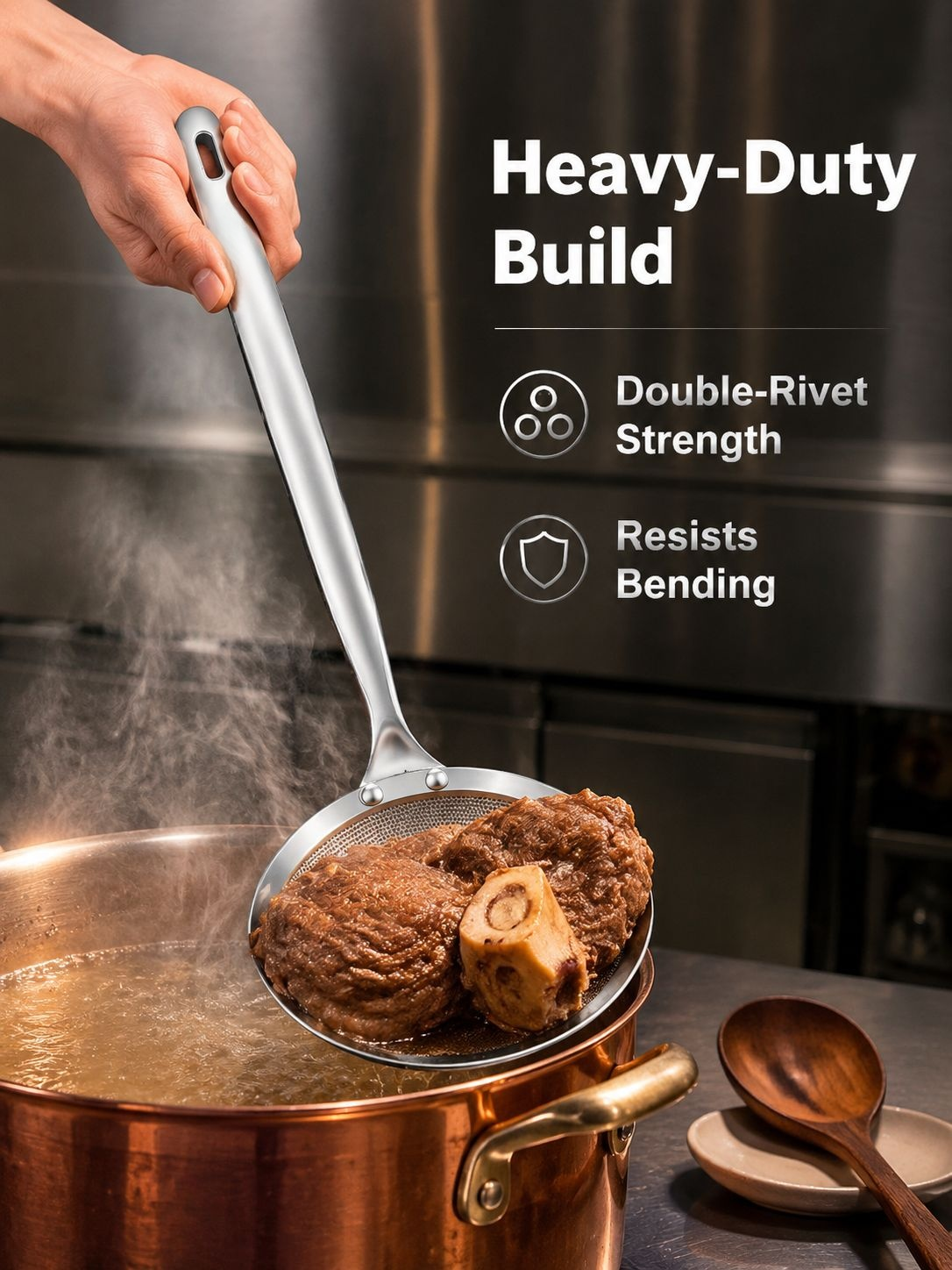 Durable rust-resistant stainless steel ladle