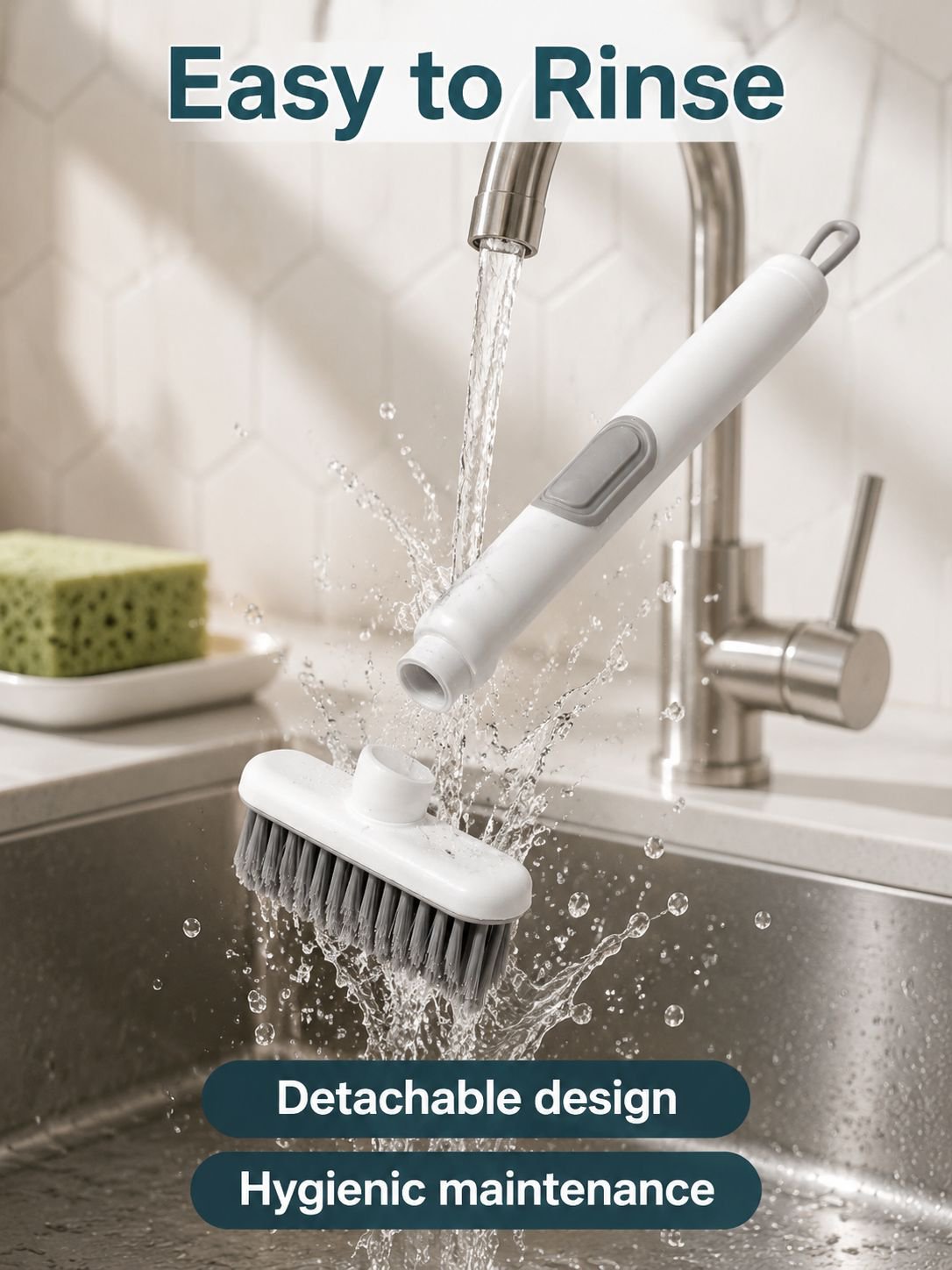 Seamless Rotating Gap Cleaning Brush with Liquid Dispenser