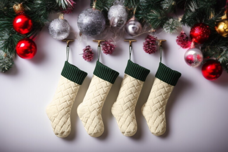 벽에 걸린 크리스마스 양말 인테리어