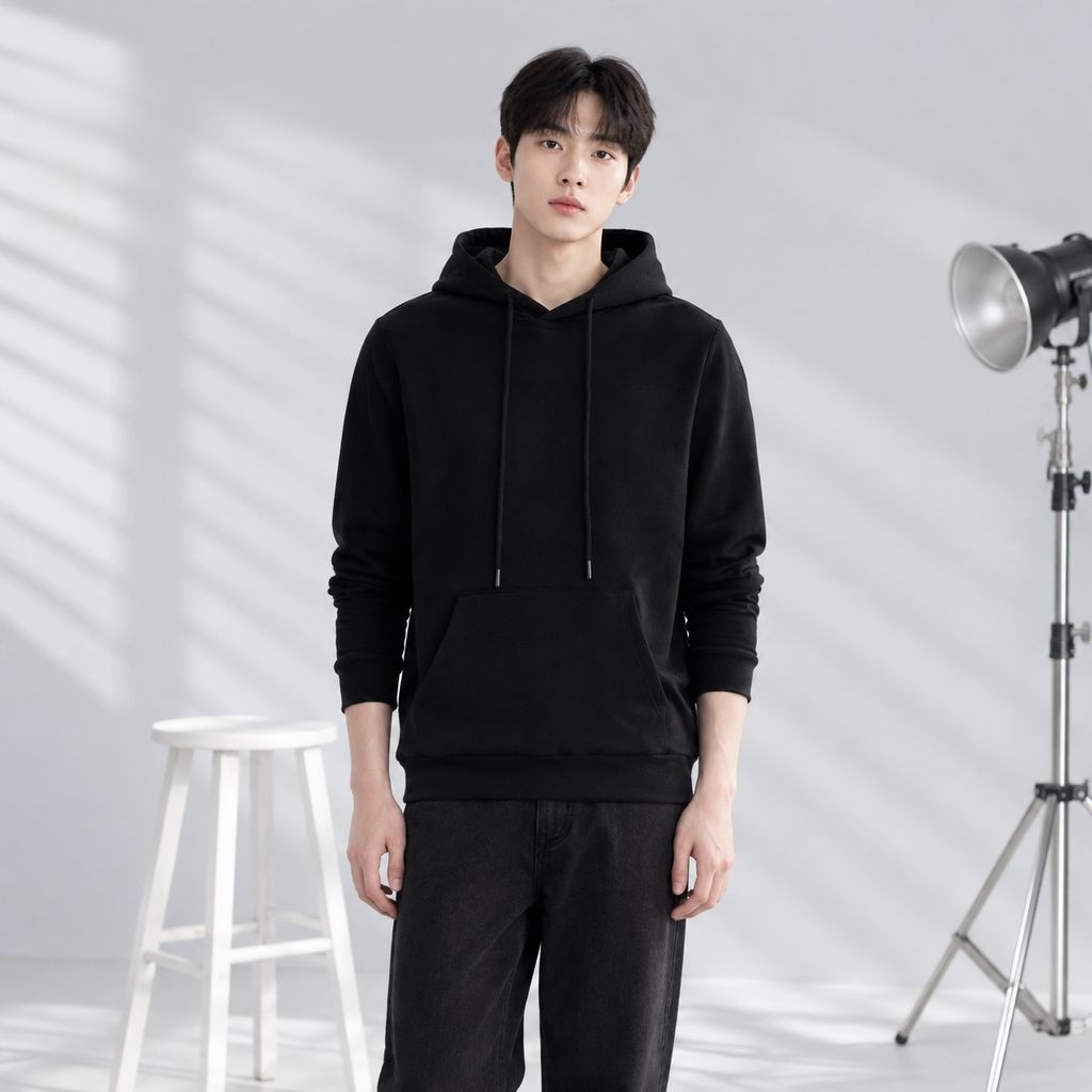 Sudadera casual con capucha de color sólido para hombre