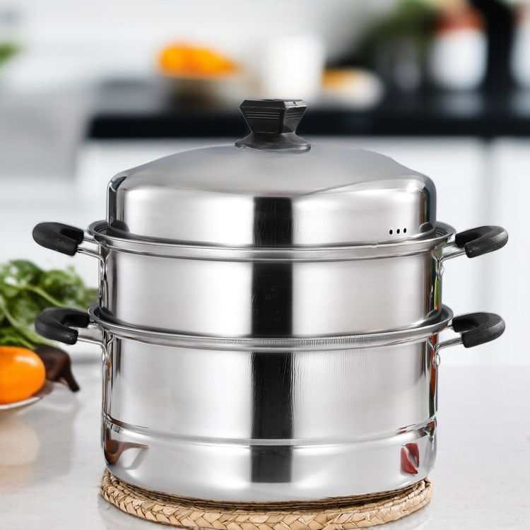 Three-Tier Stainless Steel Steaming Pot