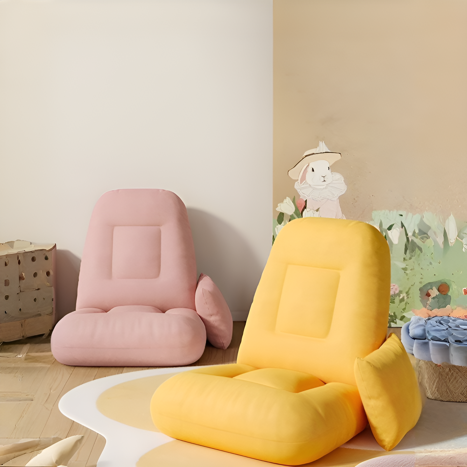 Sillón de una plaza con respaldo cómodo en sala moderna