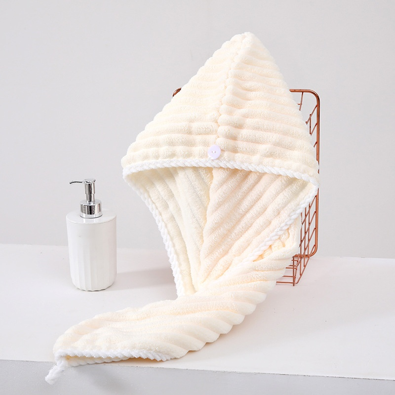 Ladies’ Thick Coral Fleece Absorbent Quick-Drying Hair Drying Cap