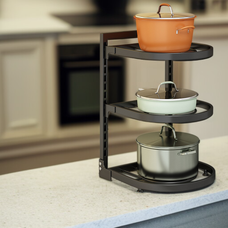 캐비닛 싱크대 아래 다층 냄비 랙 수납 선반
