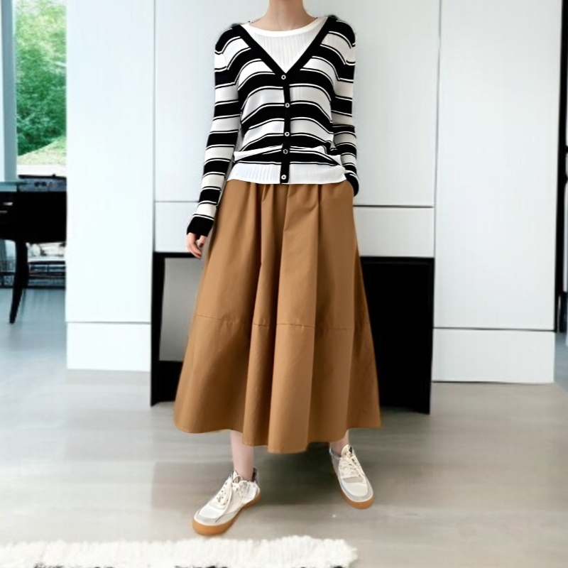 하이웨스트 슬림 A라인 스커트 볼륨 스커트 우산치마 왕스커트 스커트 반신 볼륨 스커트