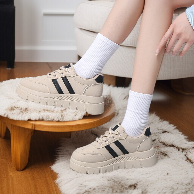 통굽 스니커즈 봄 캐주얼 여성 키높이 스니커즈 화이트 슈즈 학생 스트리트 라켓 필수 슈즈