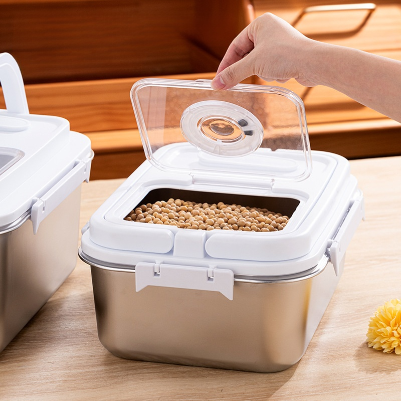 Stainless steel thickened sealed storage multifunctional rice bucket