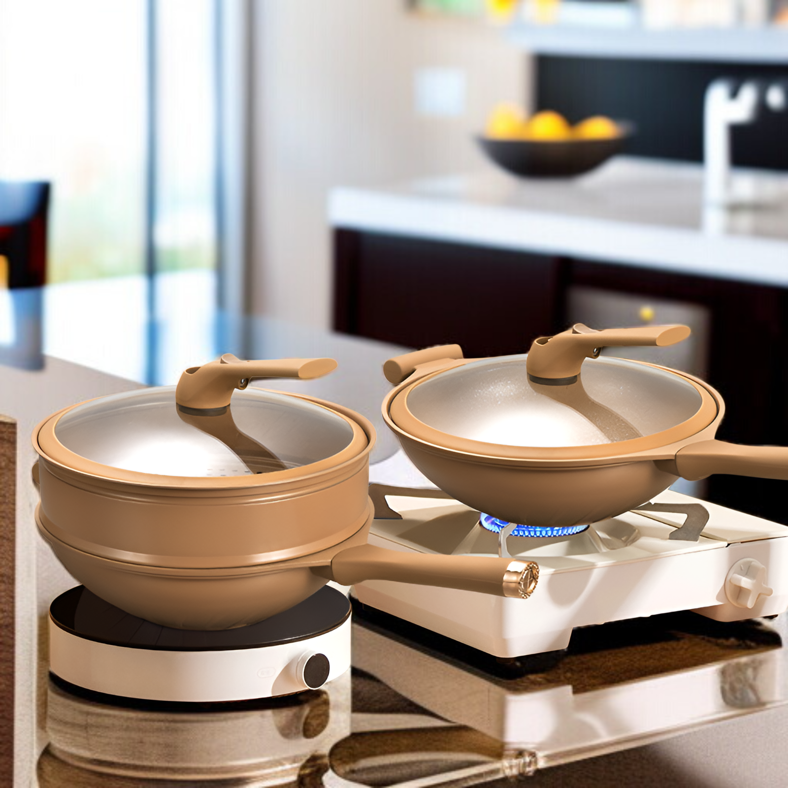 家庭用土鍋ノンスティックポット微圧力フライパン健康ノンスティック揚げ鍋ダイキャスト鍋キッチン調理鍋