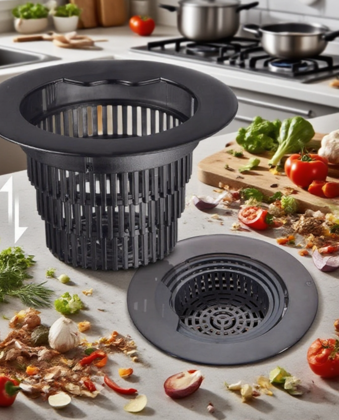 Large drainage anti-blocking telescopic water tank filter basket installed in kitchen sink