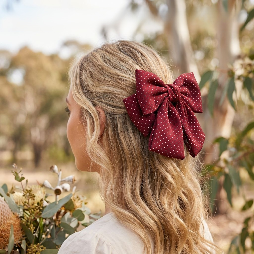 Retro-Haarspange mit großer Schleife und Polka-Dots