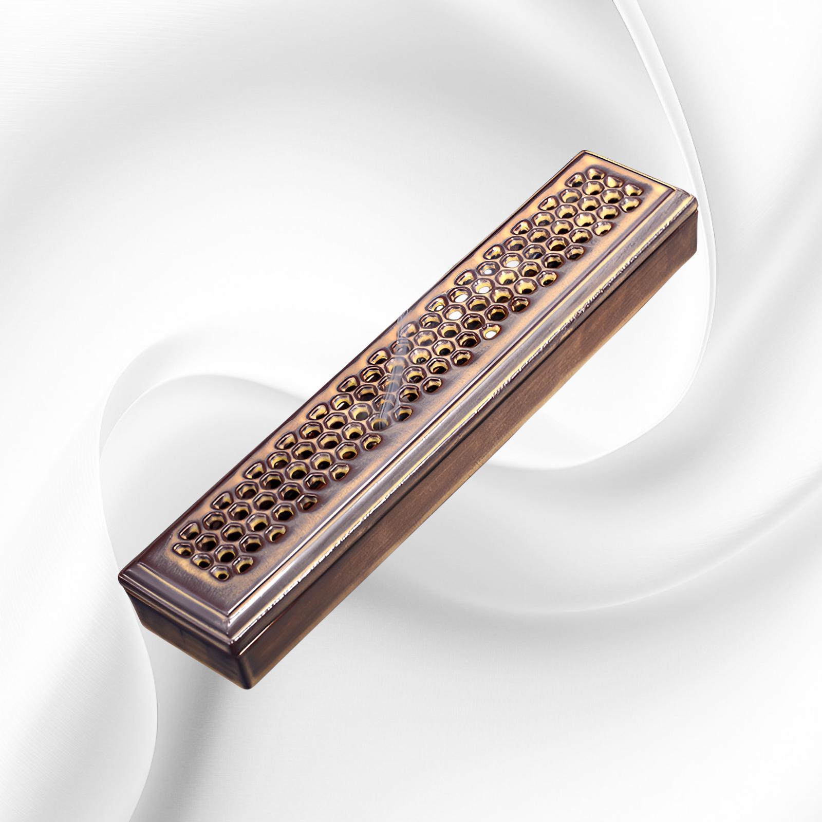 Horizontal Ceramic Incense Burner Box, Hollow Design for Home Aromatherapy