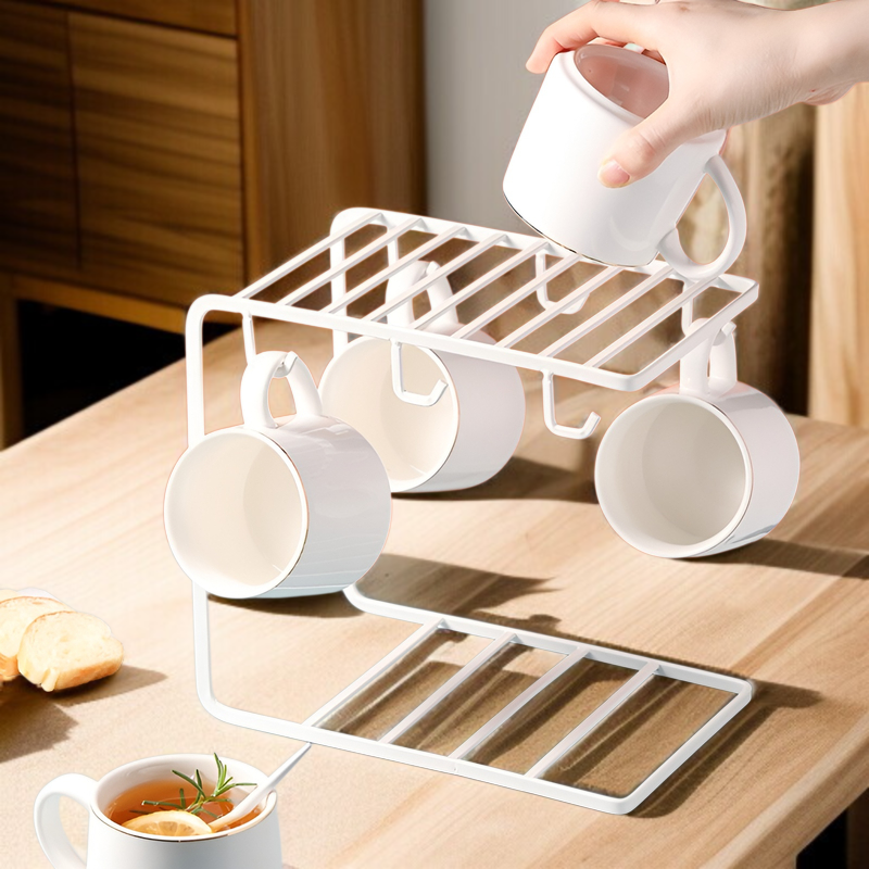カップラック、ウォーターカップ収納ラック、カップ収納、ドレンカップ仕切りラック、ティーセット収納ラック、逆さまのコーヒーカップバー
