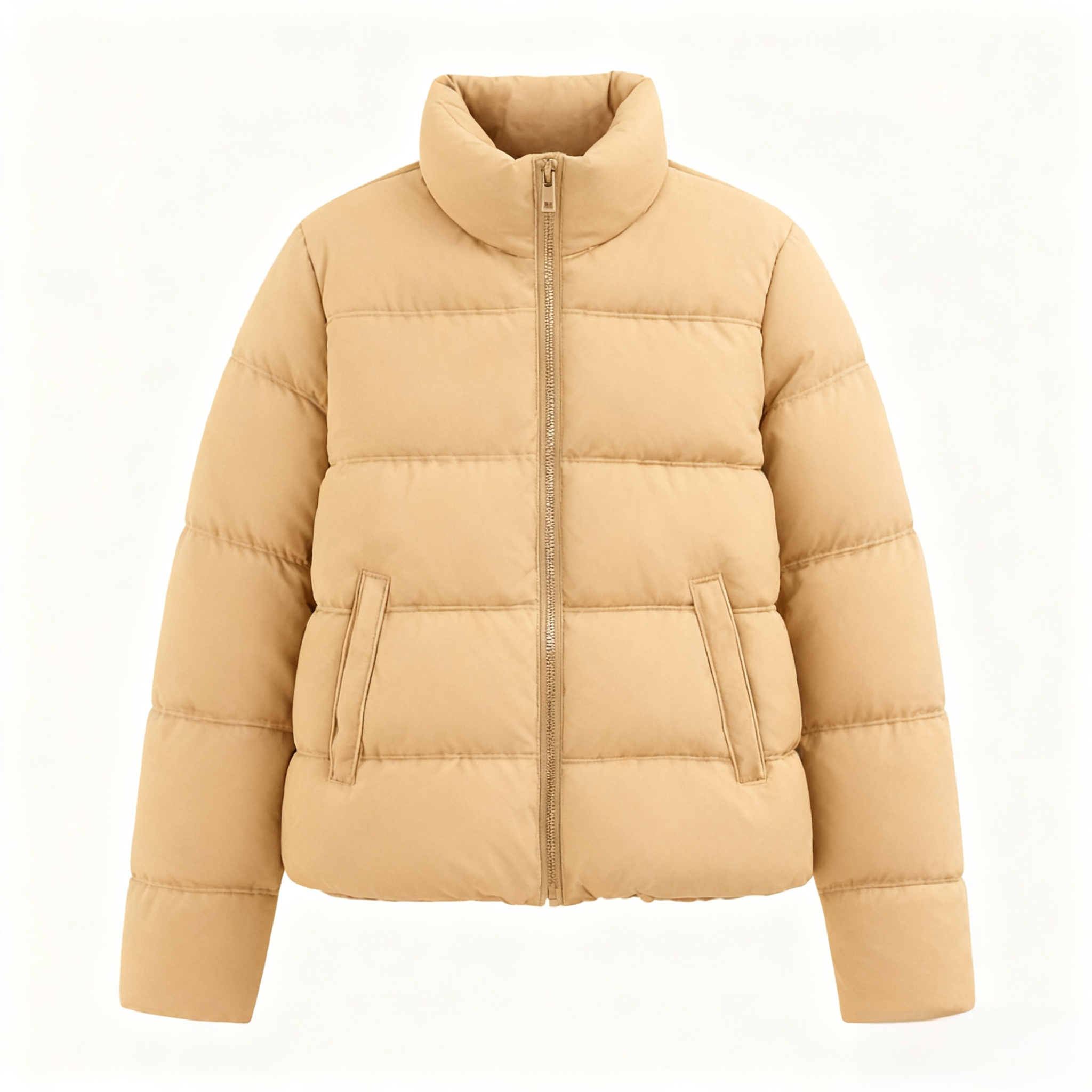 Beiger kurzer Daunenmantel 